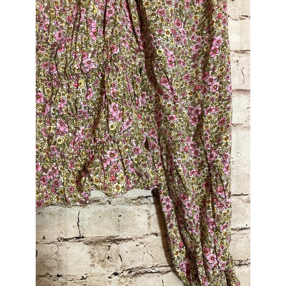 H&M Crop Top Women Medium Ditsy Micro Floral Milk Maid Babydoll Ruffles Romantic - Picture 6 of 13